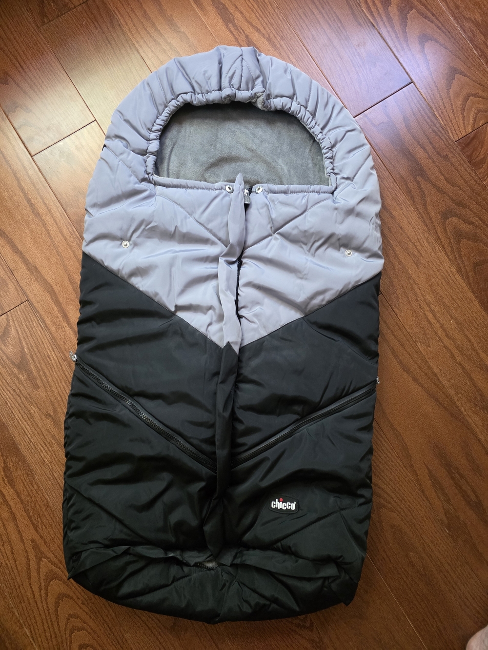 Chicco Black and Gray Infant Footmuff - Cozy Stroller Sleeping Bag